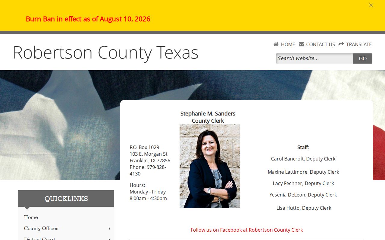 Robertson County Clerk and local case-search link