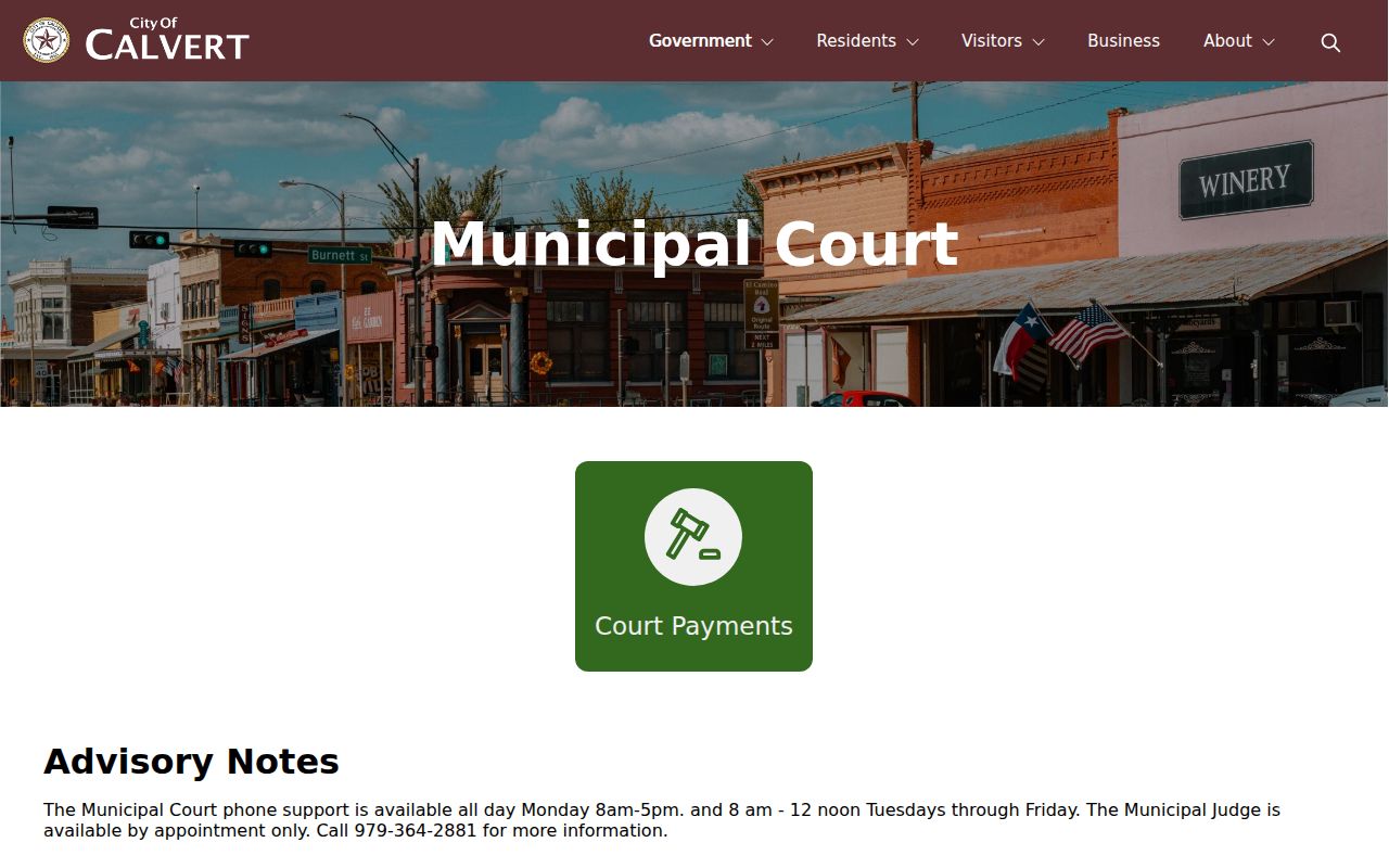 Calvert Municipal Court appointment-only judge notice
